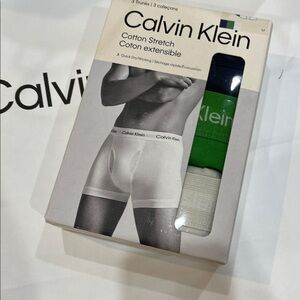 NWT 3-PK Calvin Klein cotton stretch  Trunks color cotton stretch quick dry
